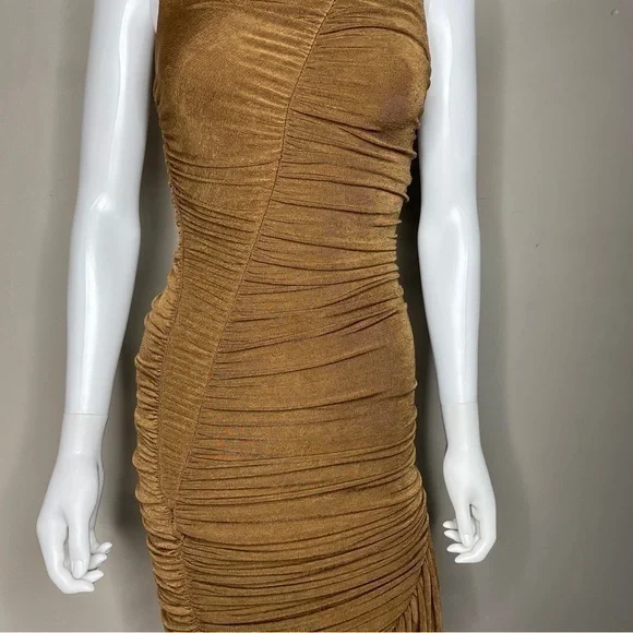 Elegant Brown/dark green Midi Dress - Picture 2 of 4